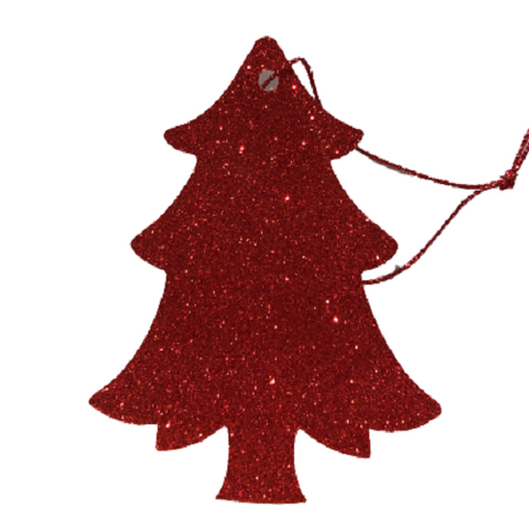 Gift Tags : Red Glitter Tree