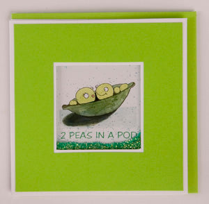 Glitter Card - 2 Peas in a Pod
