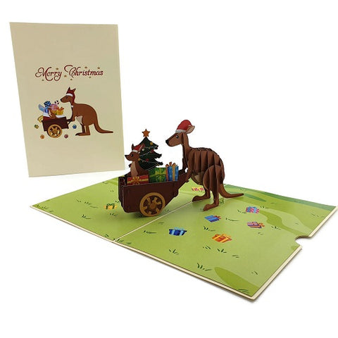 Pop Up Card : Kangaroos Christmas Delivery