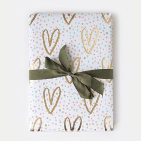 Folded Wrapping Paper : Hearts and Confetti