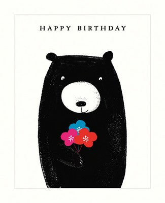 Happy Birthday - Bear with Flowers