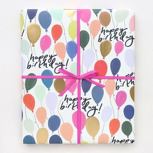 Folded Wrapping Paper : Happy Birthday Balloons