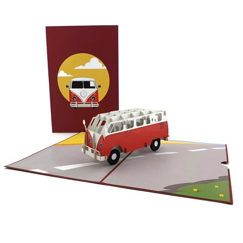 Pop Up Card : Red Kombi Van