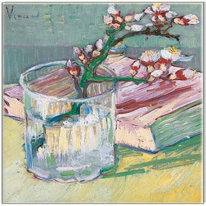 Flowering Almond Branch in a Glass with a Book