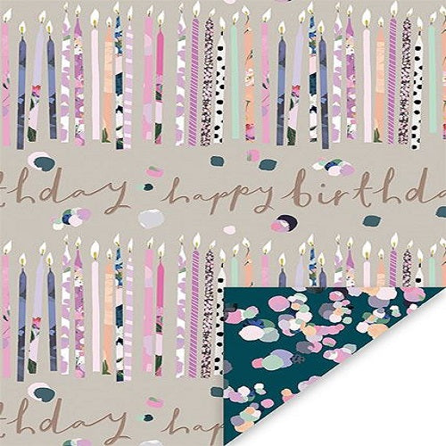 Folded Wrapping Paper : Happy Birthday Candles - Double Sided