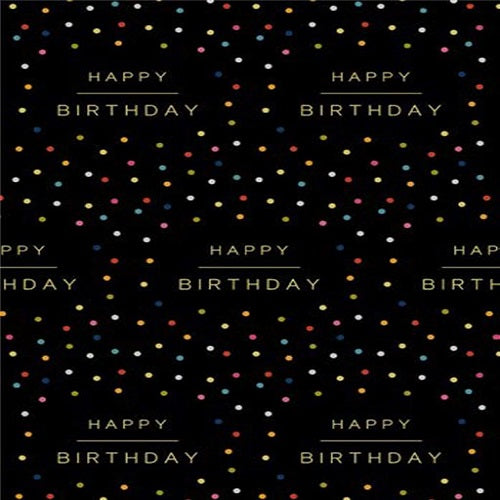 Folded Wrapping Paper : Happy Birthday Spots Black