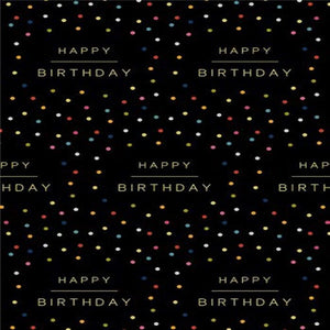 Folded Wrapping Paper : Happy Birthday Spots Black