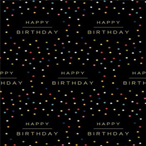 Folded Wrapping Paper : Happy Birthday Spots Black