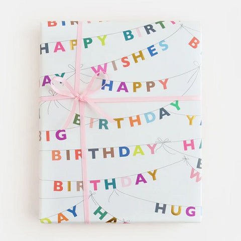 Folded Wrapping Paper : Happy Birthday Bunting