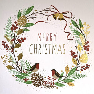 Merry Christmas - Wreath with Robins