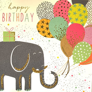 Happy Birthday - Elephant with Balloons