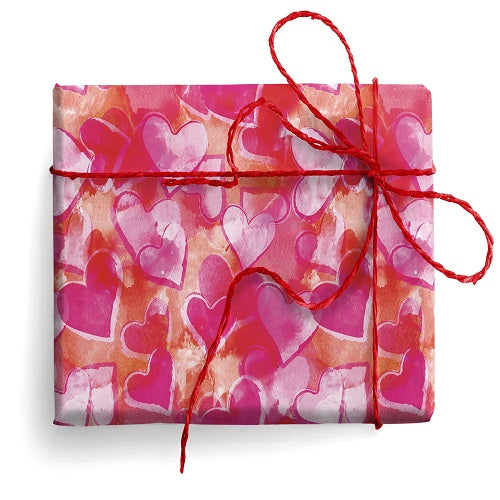 Folded Wrapping Paper : Red Hearts