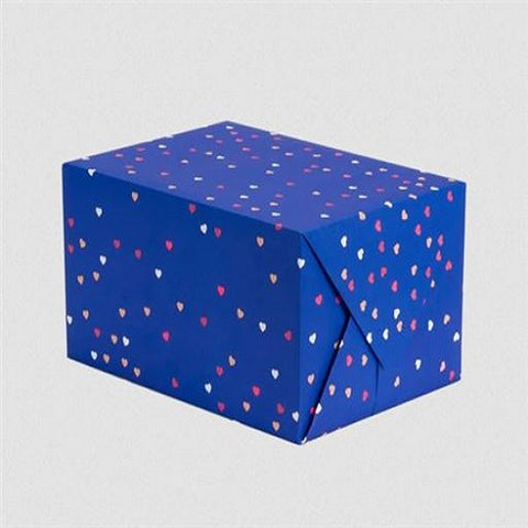 Folded Wrapping Paper : Hearts on Blue