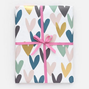 Folded Wrapping Paper : Hearts - Golf Foil