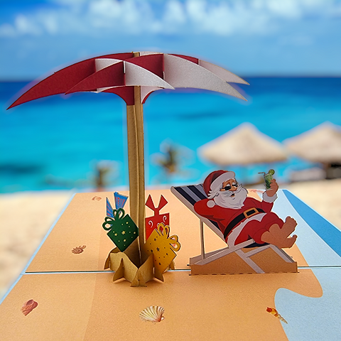Pop Up Card : Santa on the Beach