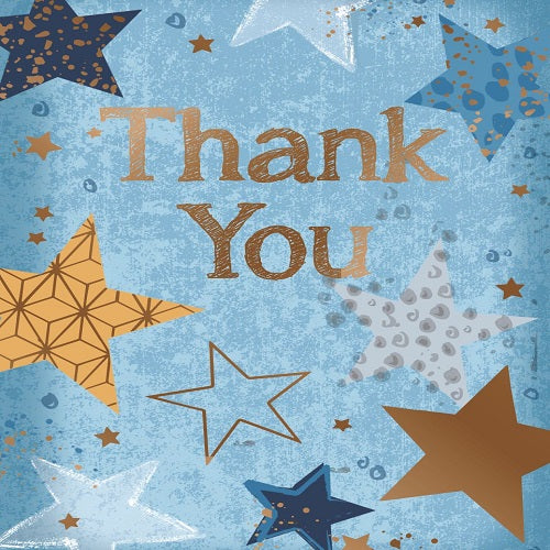 Large Card : Thank You - Blue Stars