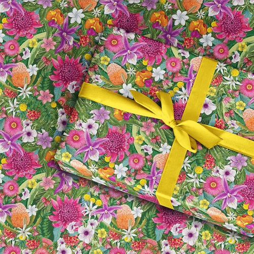 Folded Wrapping Paper Tropicana Australiana Flowers Card King