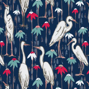 White Cranes on Navy