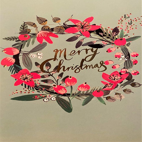 Charity Card Set : Merry Christmas - Floral Wreath