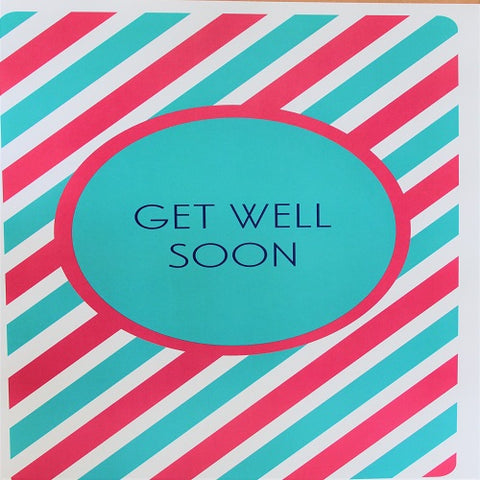 Large Card : Get Well Soon - Candy Stripe
