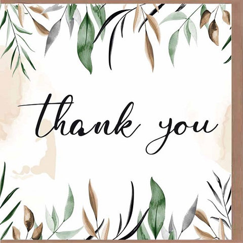 Large Card : Thank You - Leaves