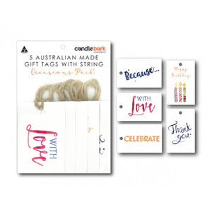 5 Australian Made Gift Tags with String - Occasions