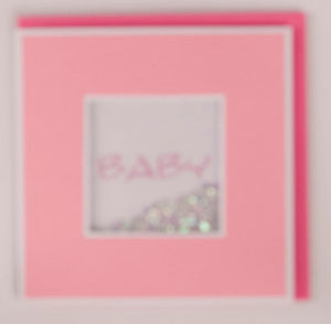 Glitter Card - Baby - Pink