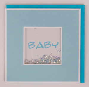 Glitter Card - Baby - Blue