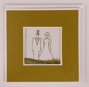 Glitter Card - Wedding Couple - Gold