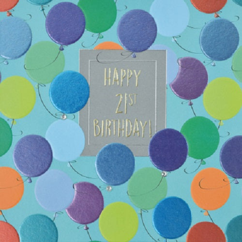 Happy 21st Birthday - Blue Balloons