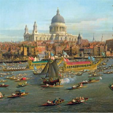 The River Thames with St Paul's Cathedral on Lord Mayor's Day
